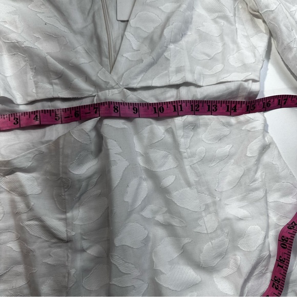 Rumer White Giselle Semi Sheer Cotton Jacquard Cut Out V-Neck Mini Dress NWT L - Picture 15 of 16